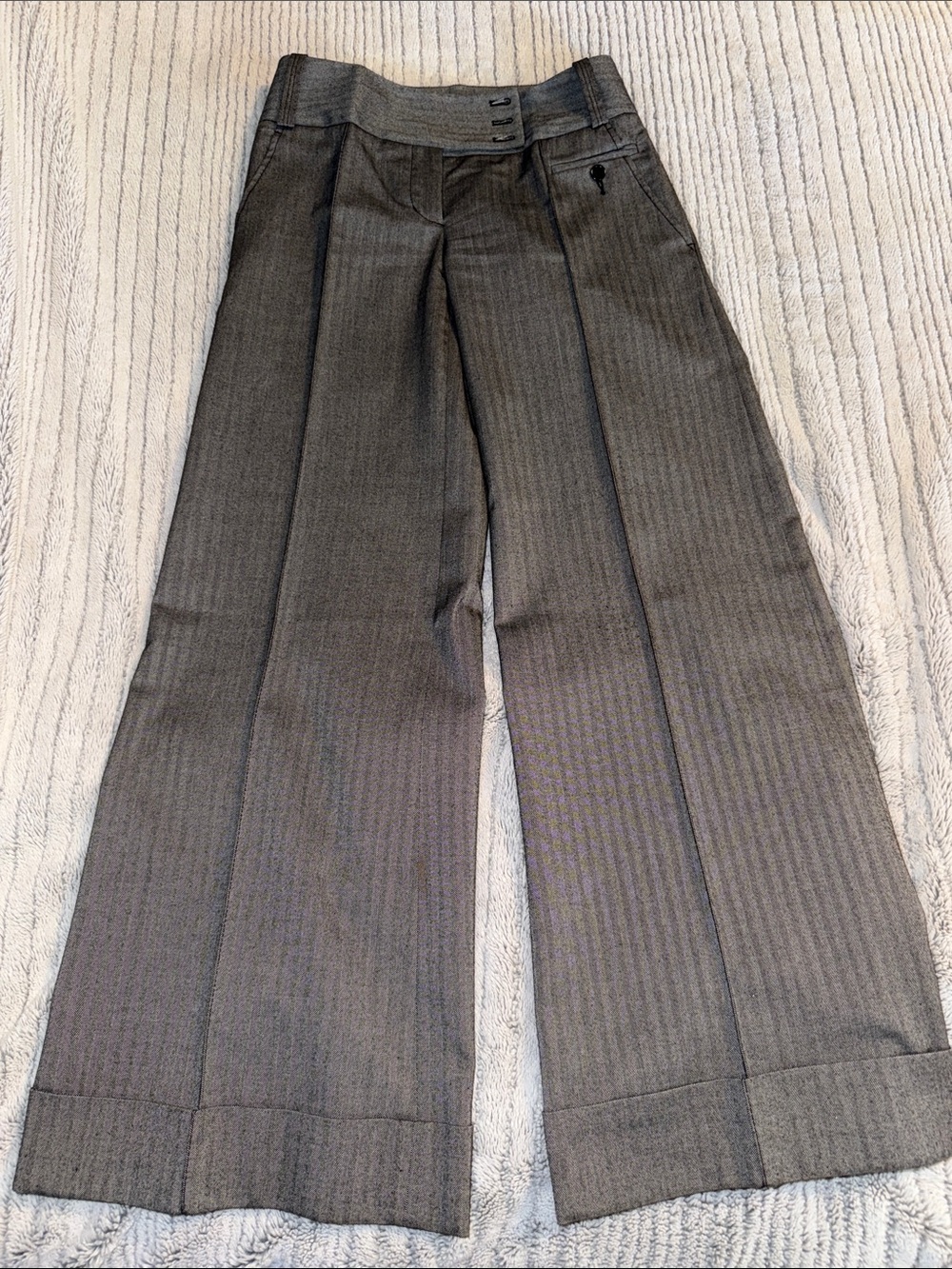 Women’s Gray Wide-Leg Dress Pants — Tailored Pleat Front
